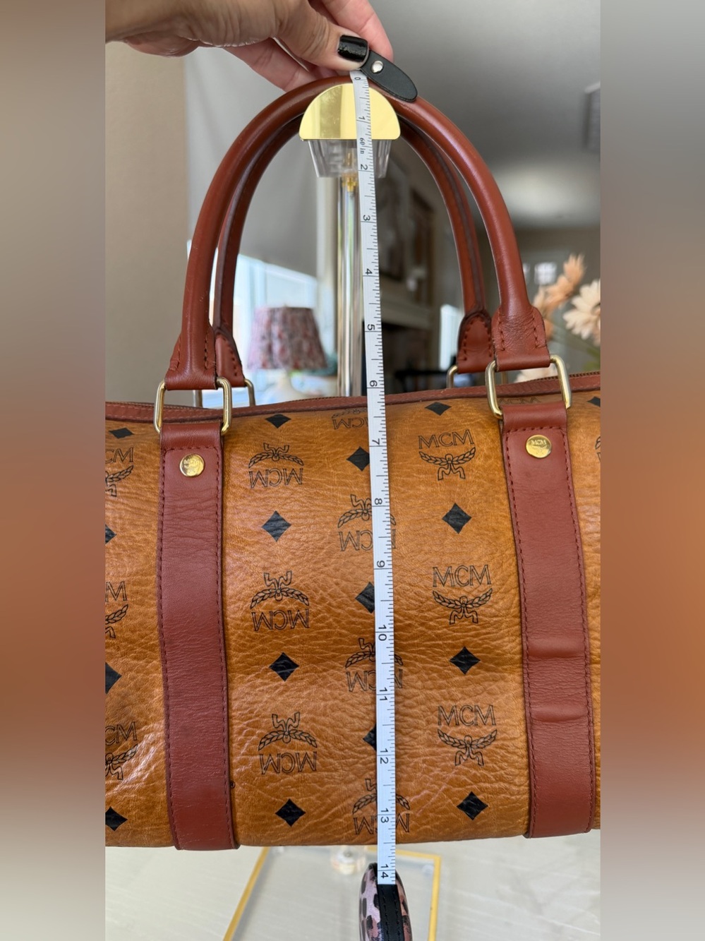 MCM Visetos Boston Speedy Satchel Bag – Cognac Brown Monogram Leather - Picture 15 of 15